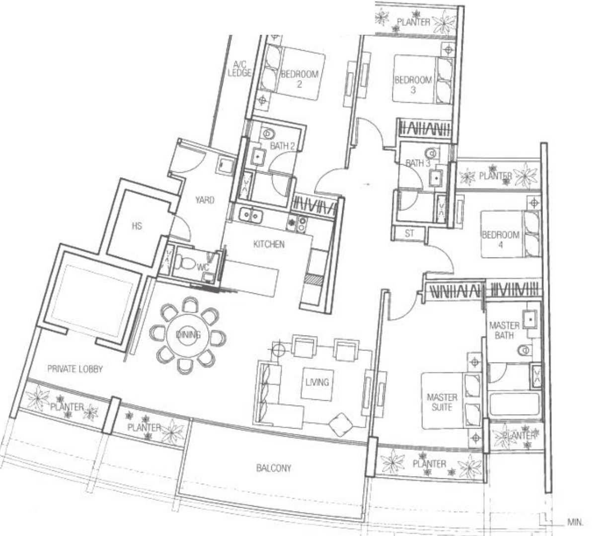 Typical 4-bedroom floor plan